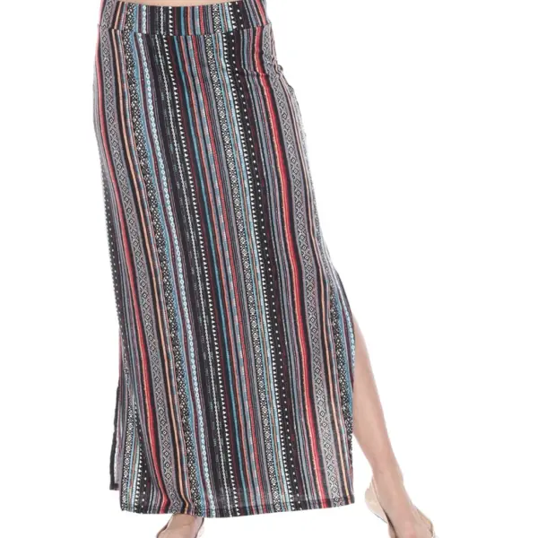 Yak & Yeti Long Skirt Stretchy Striped Tribal Print