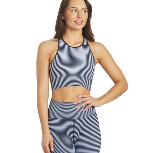 High Neck Jacquard Stripe Bra
