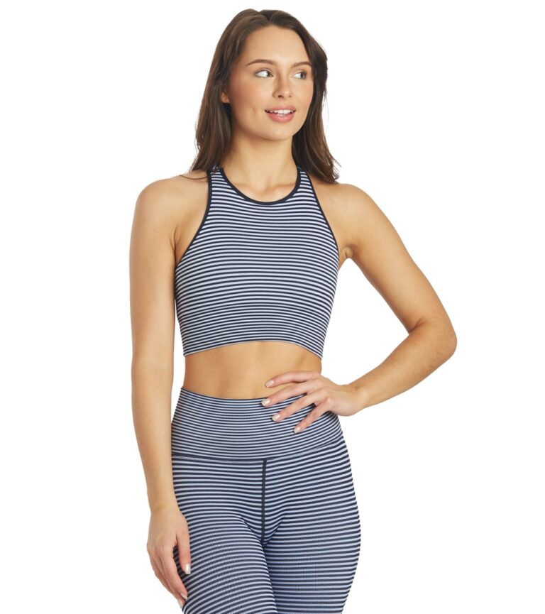 High Neck Jacquard Stripe Bra
