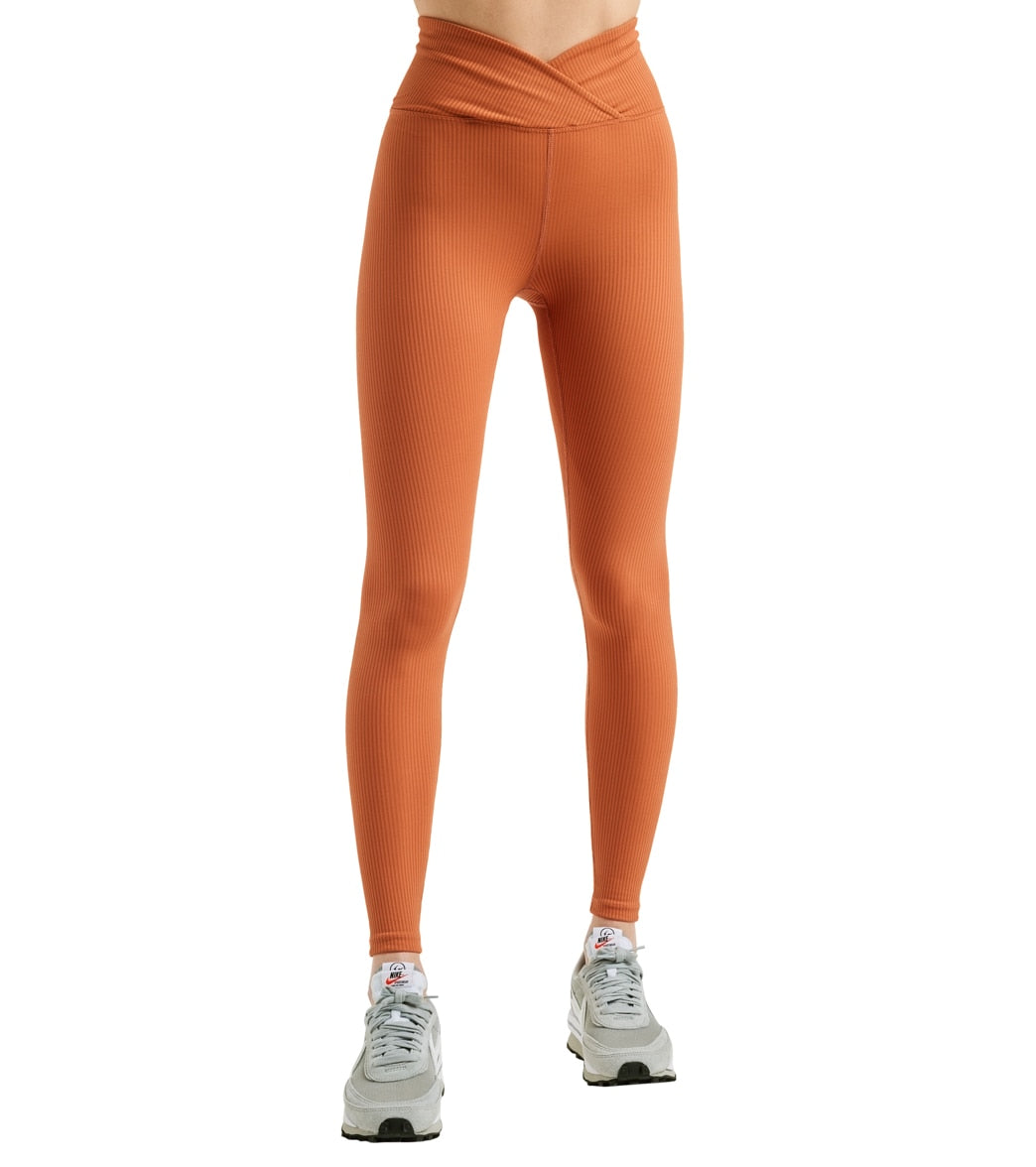 ecovero dress terracotta ribbed leggings