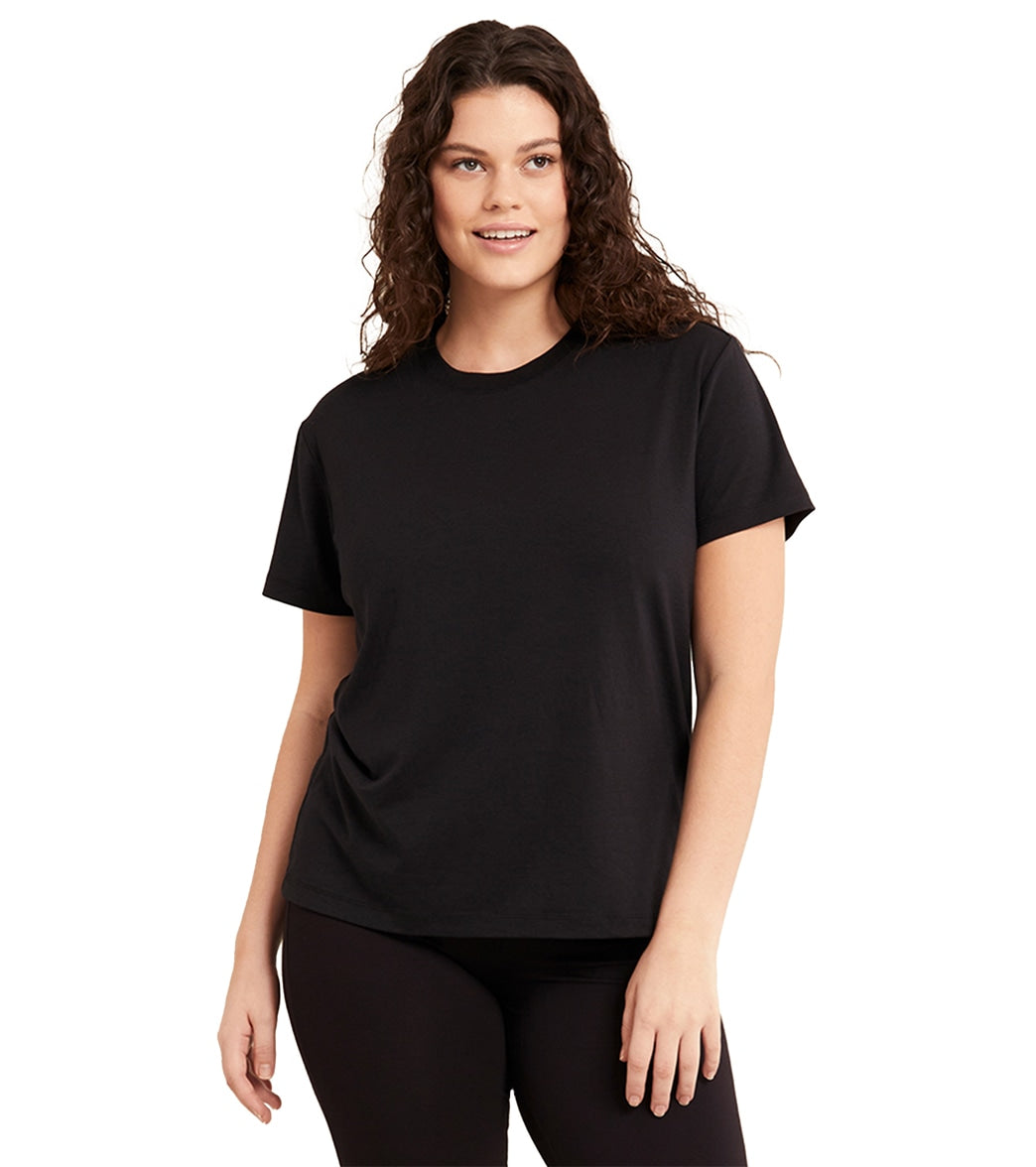 halter neck bathers styled with crew neck layer
