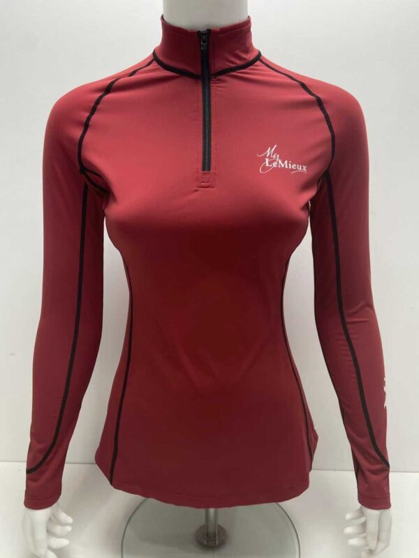 Custom red equestrian base layer front