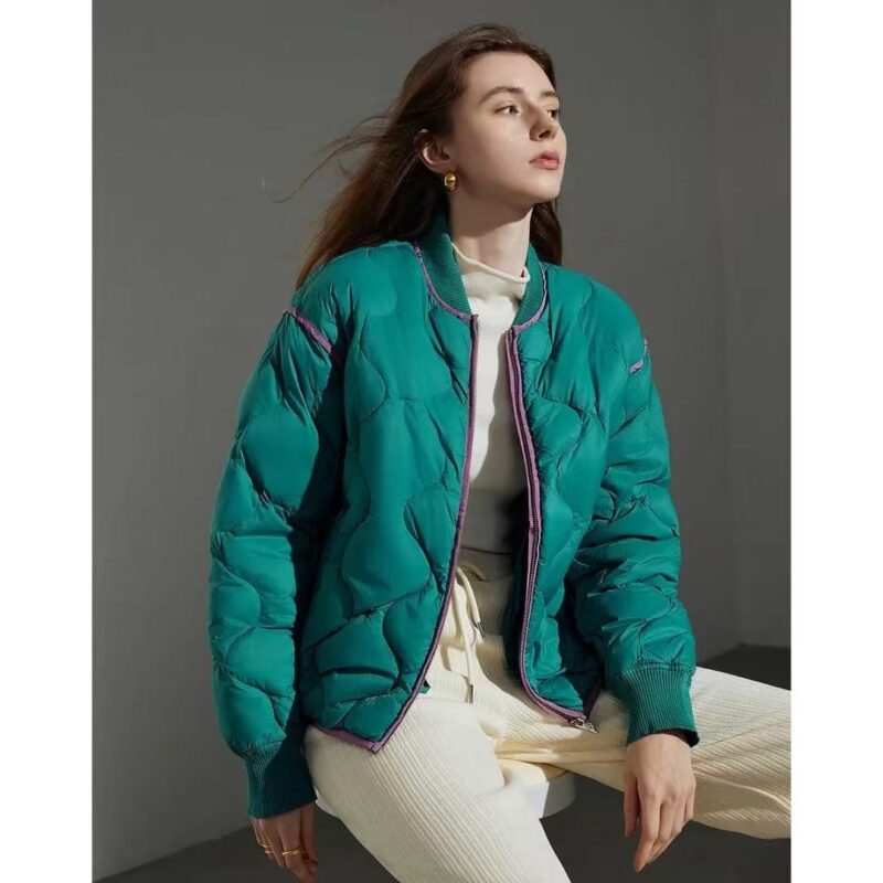Women's custom green puffer jacket