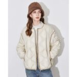 Women's custom white puffer jacket front